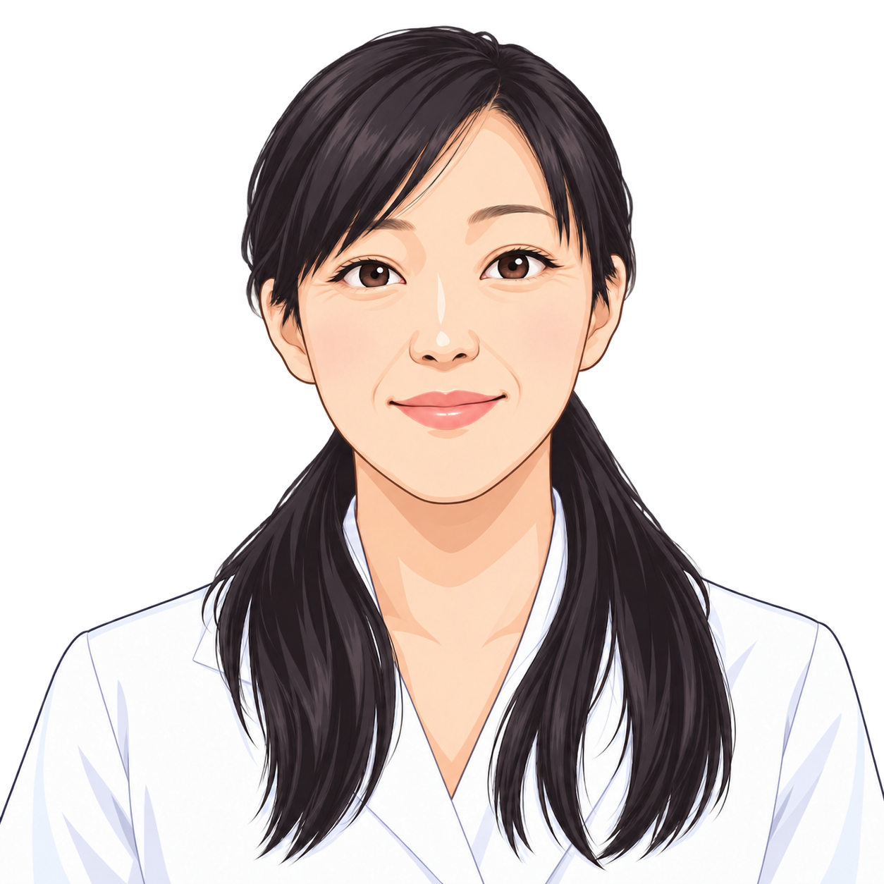 副院長・岡本敦子の写真をもとにしたアニメ風の似顔絵